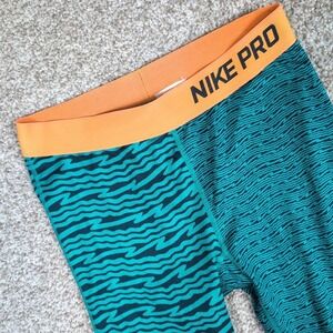 Nike Pro Women's Capri Leggings XL Teal Black Orange‎ Athletic Workout